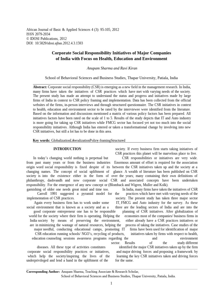 All COmapany CSR Activities | PDF | Corporate Social Responsibility ...