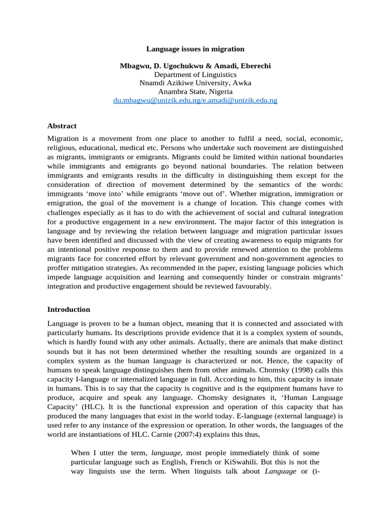 Language Challenges in Migration | PDF | Immigration | Multilingualism