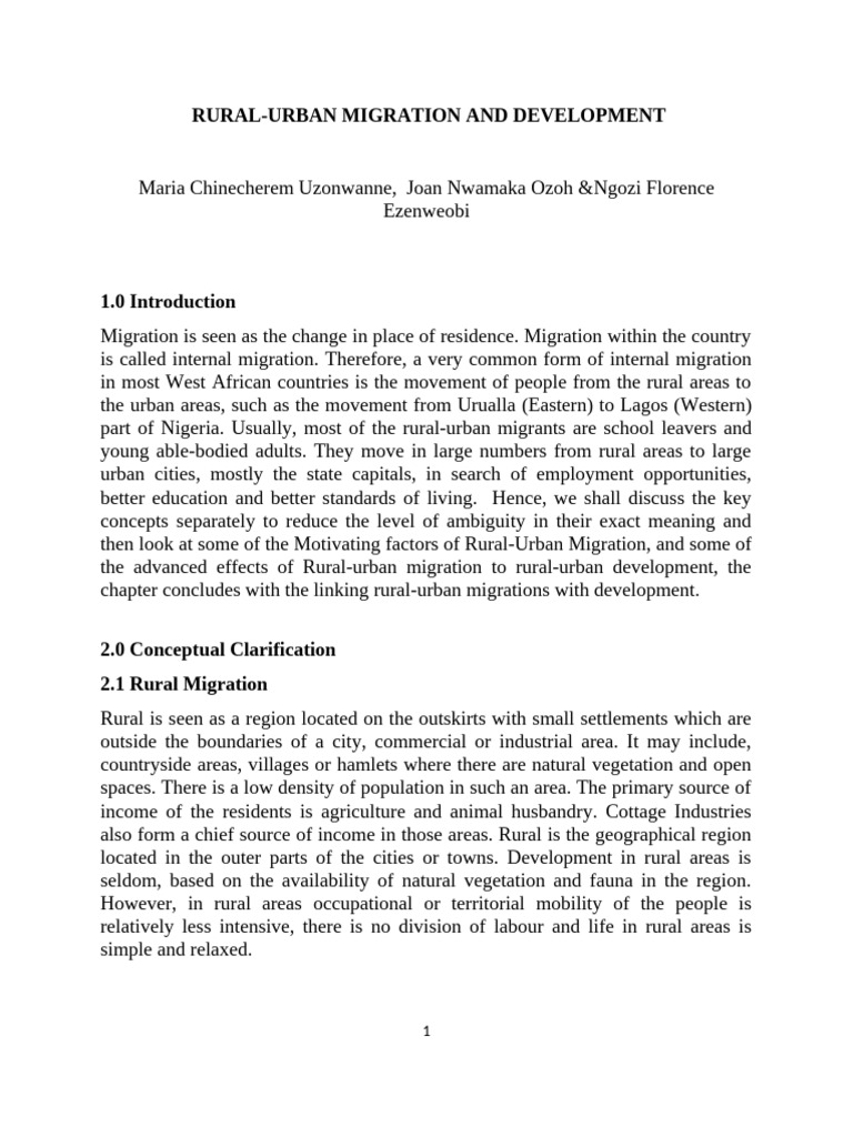 Rural and Urban Migration and Development Recent | PDF | Cost Of Living ...