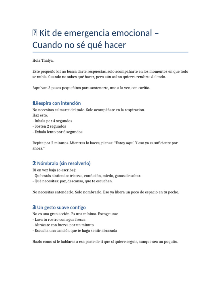 Kit Emergencia Emocional Thalya | PDF