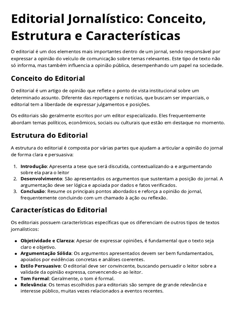 Estrutura e Características do Editorial | PDF | Editorial | Jornalismo