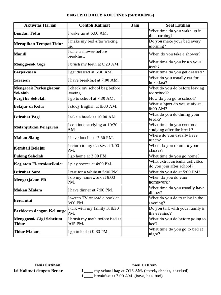 Daily Routines Speaking Practice | PDF | Meal | Eating Behaviors Of Humans