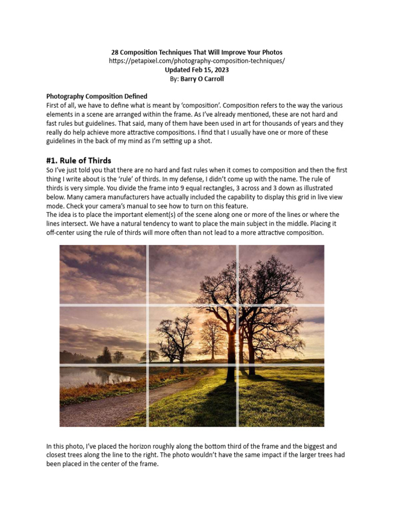28 Composition Techniques - Photography | PDF | Composition (Visual ...