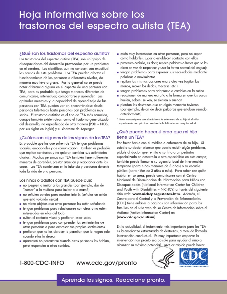 Información sobre Trastornos del Espectro Autista | PDF | Espectro ...