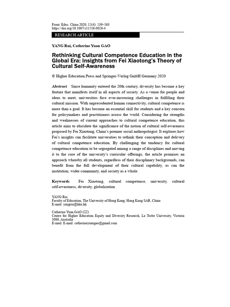 Rethinking Cultural Competence Education | PDF | Liberal Arts Education ...