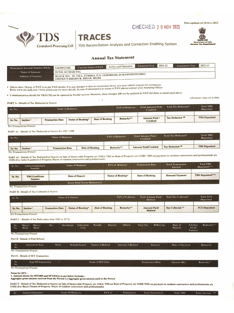 Form 26as - 2021-22 | PDF
