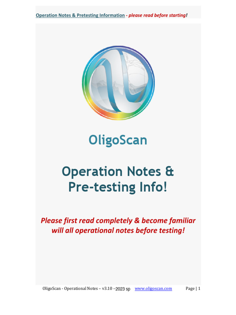 OligoScan Testing Guidelines & Info | PDF