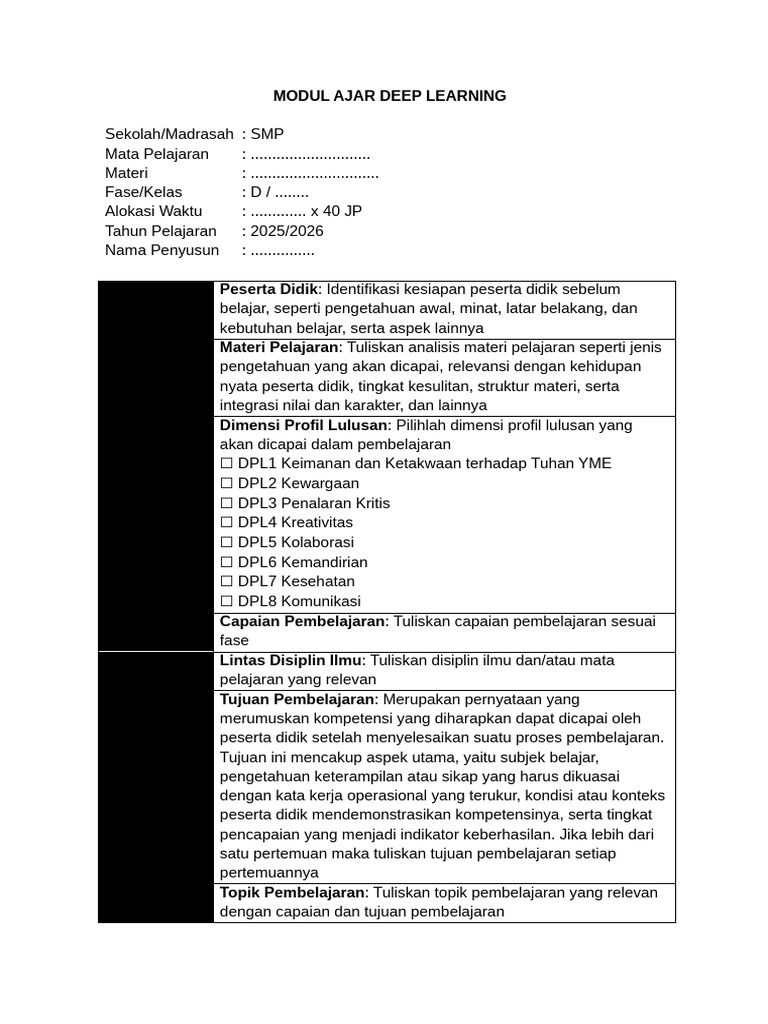Modul Ajar Deep Learning SMP 2025/2026 | PDF