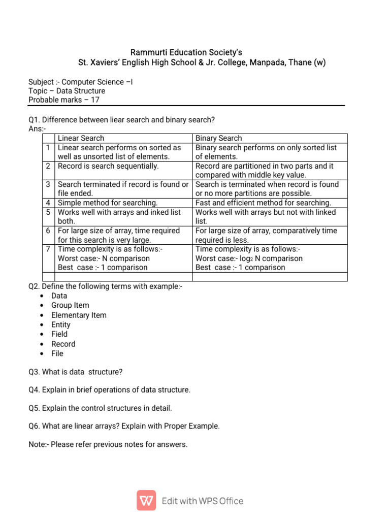 Data Structure6 (Important Questions) | PDF