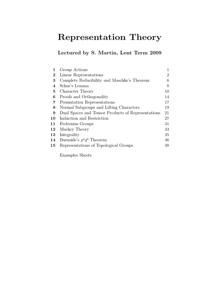 Martin, Representation - Theory | PDF | Representation Theory | Group ...