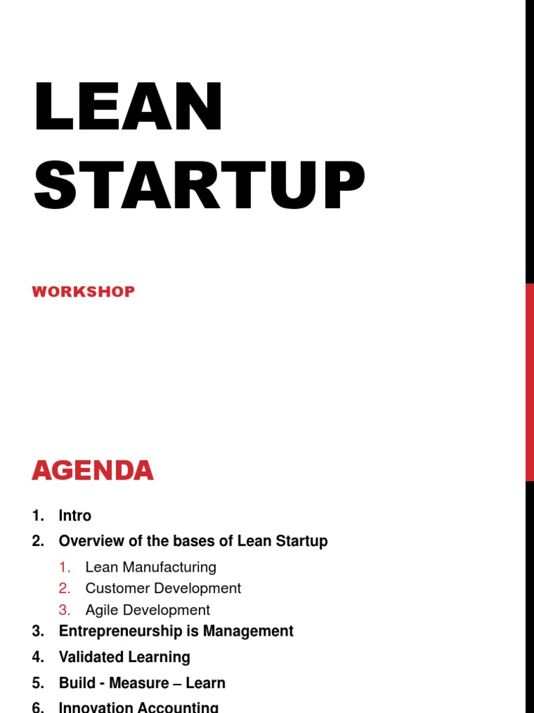 Lean Startup Workshop Agenda | PDF | Lean Startup | Startup Company