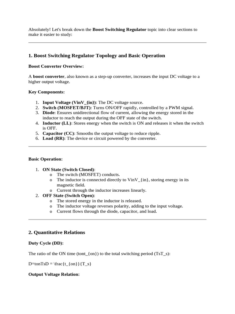 Boost Switching Regulator Overview | PDF | Electronic Circuits ...