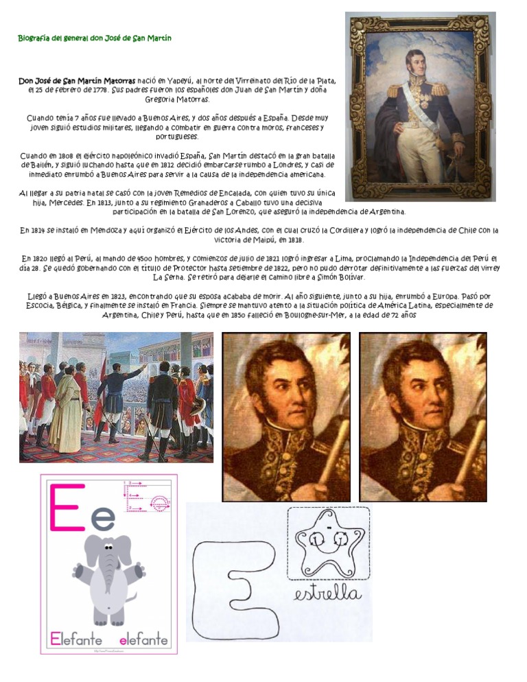 Biografía Del General Don José de San Martín - para Combinar | PDF