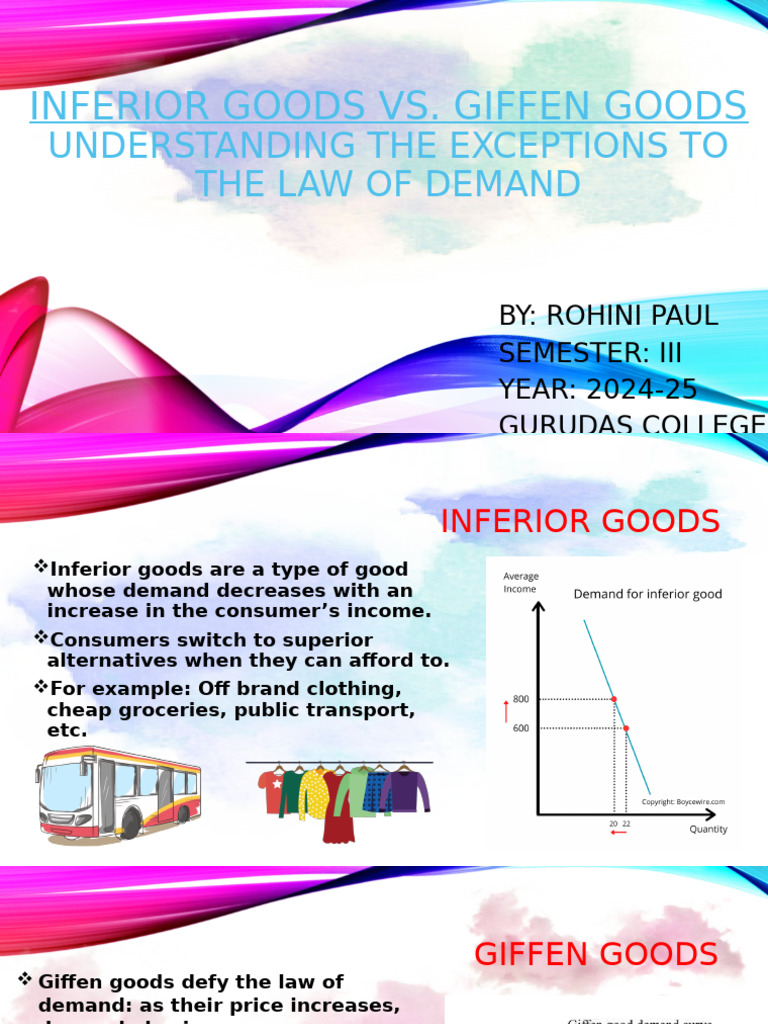 Inferior Goods Vs Giffen Goods | PDF