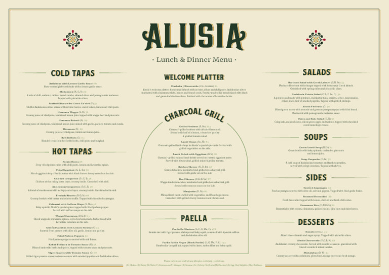 Alusia Restaurant Menu Overview | PDF | Salad | Kebab