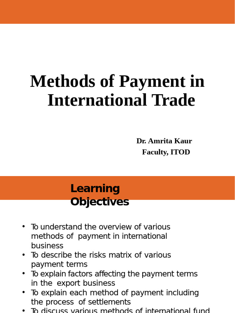 Methods of Payment | PDF | Letter Of Credit | Cheque