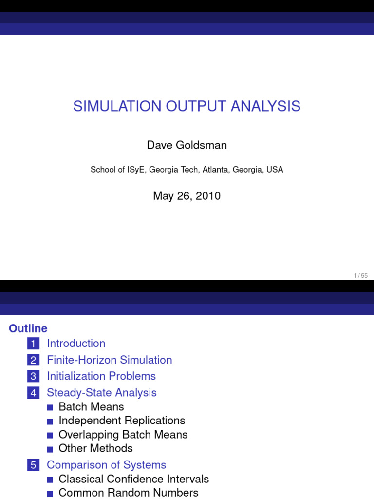 Simulation Output Analysis Techniques | PDF | Estimator | Confidence ...