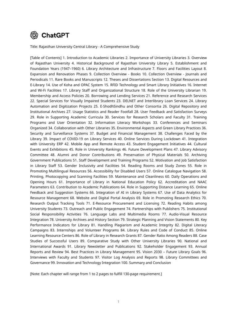 Rajasthan University Library Overview | PDF | Libraries | Academic Library