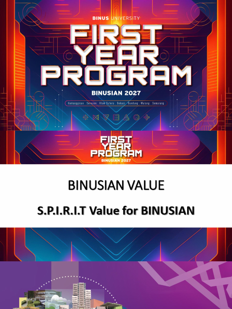 BINUSIAN Values: SPIRIT Framework | PDF | Entrepreneurship | Cognition
