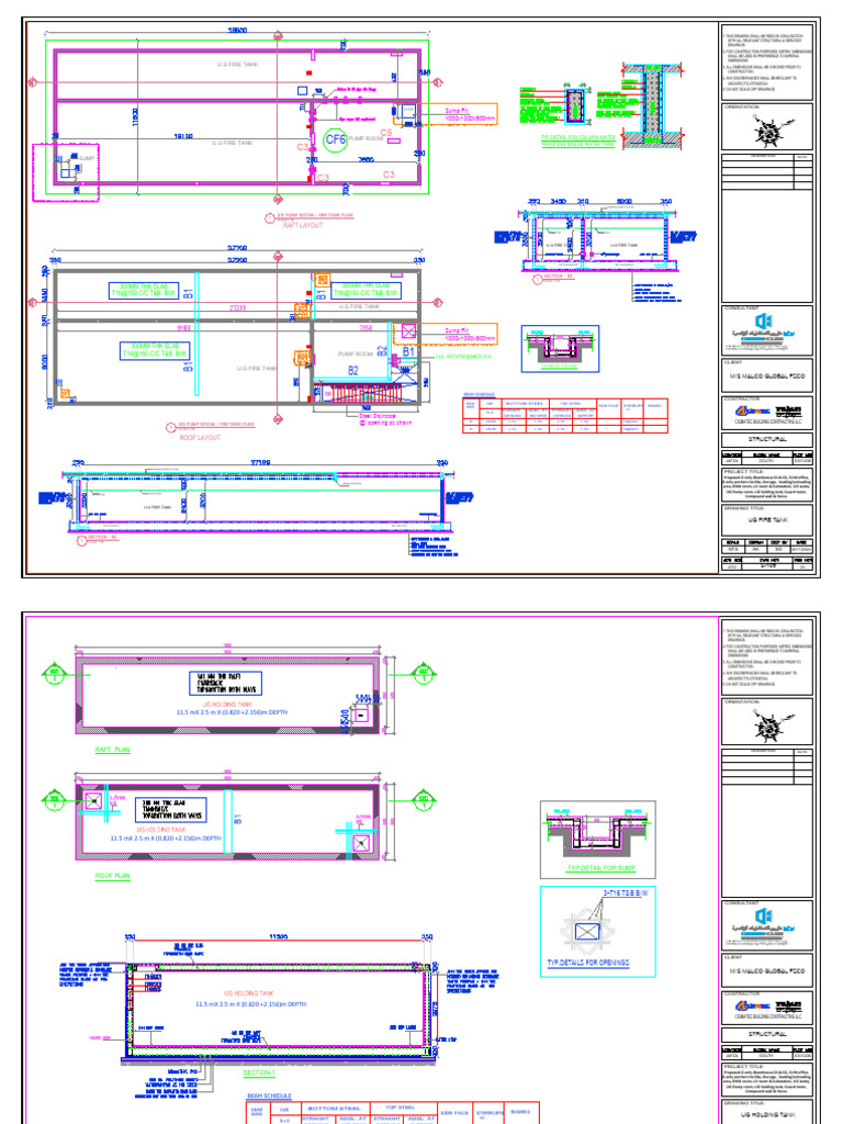UG Fire Tank and Pump Room Plans | PDF | Building Engineering ...