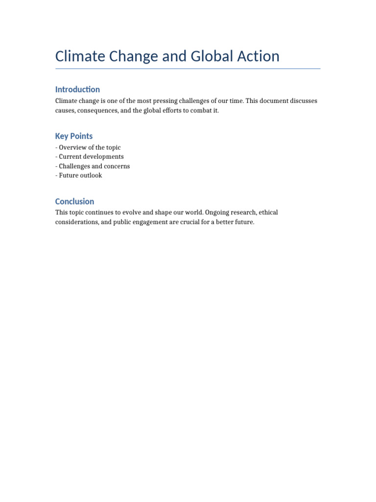 Global Action Against Climate Change | PDF