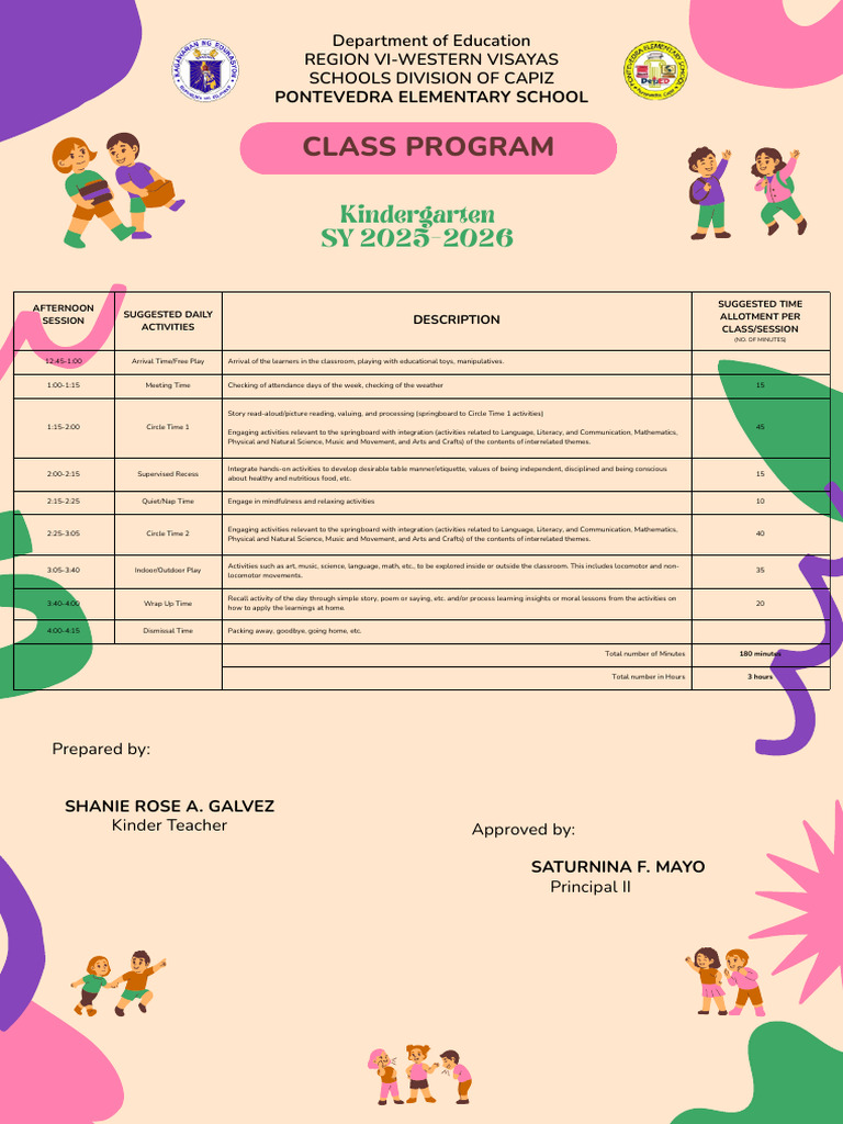 Green Pink Purple Colorful Back To School Program | PDF | Classroom ...