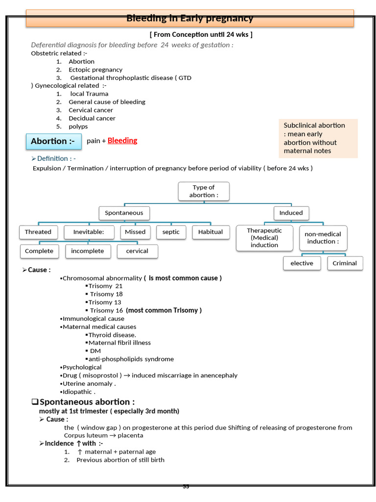 Bleeding in Early Pregnancy | PDF | Miscarriage | Pregnancy