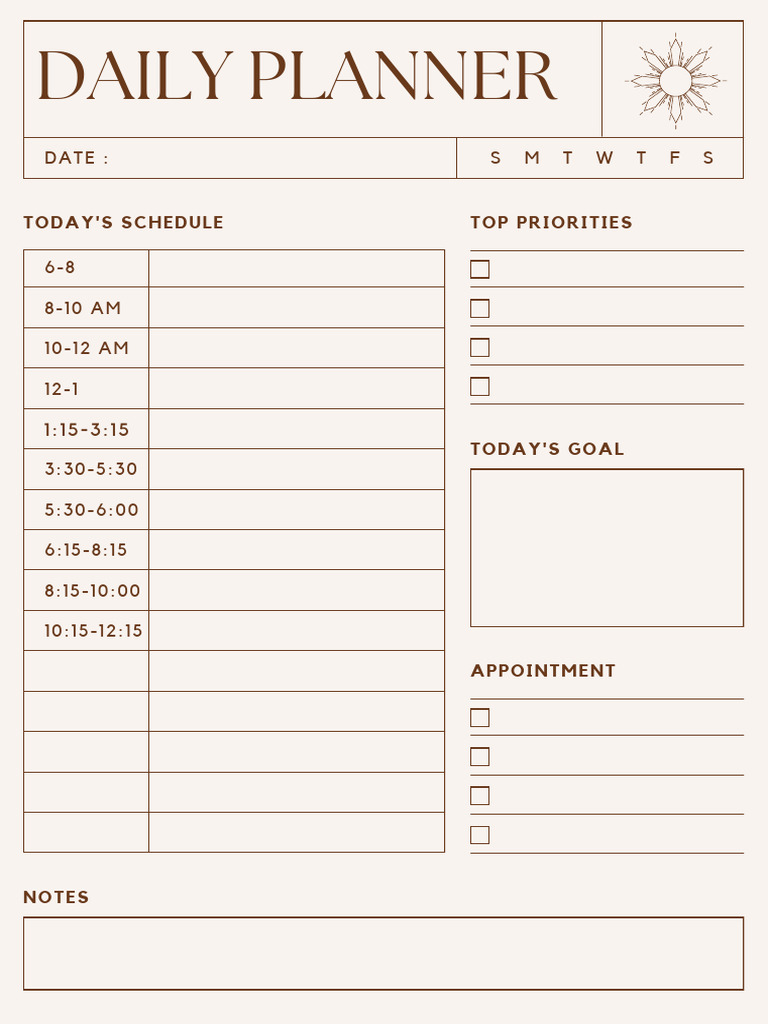 Beige Simple Minimalist Daily Planner | PDF