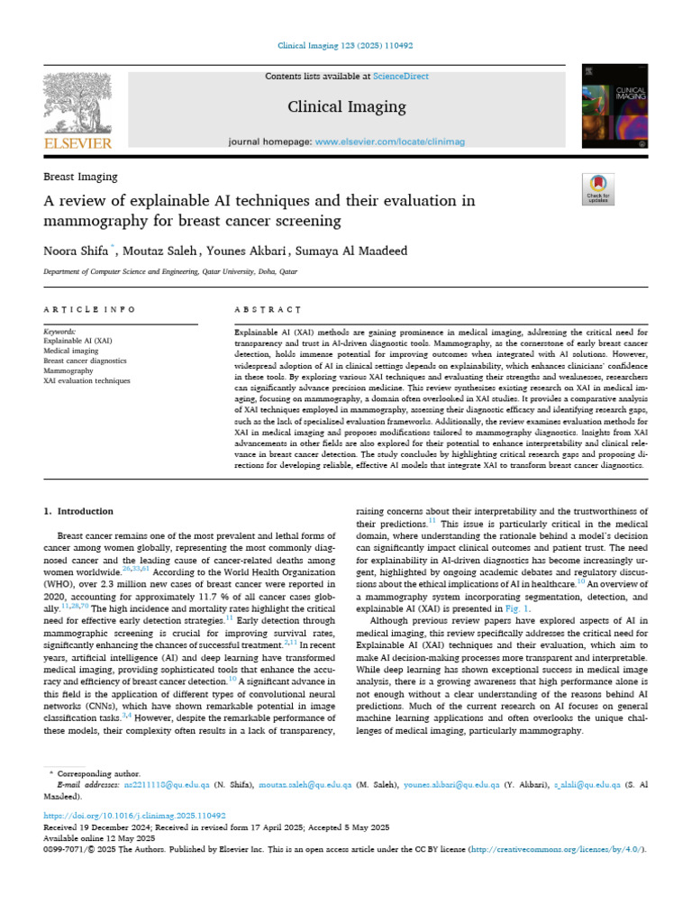 A Review of Explainable AI Techniques and Their Ev | PDF | Mammography ...