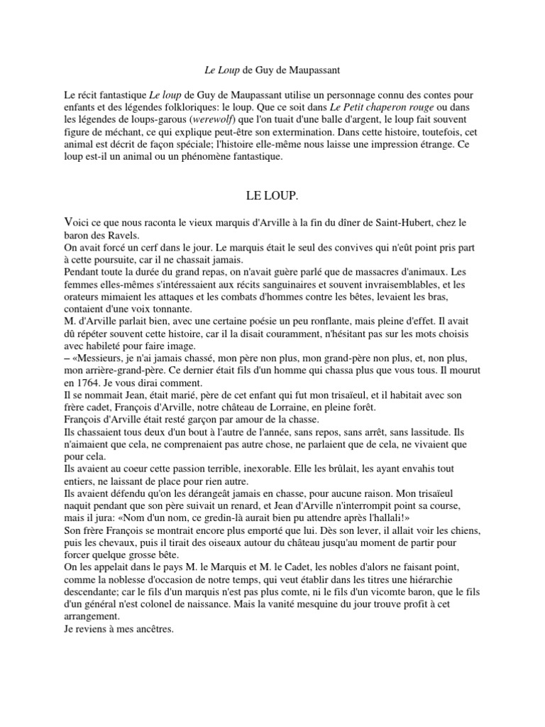 Le Loup Guy De Maupassant