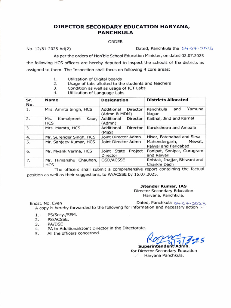 HCS Officers Assigned for School Inspections | PDF