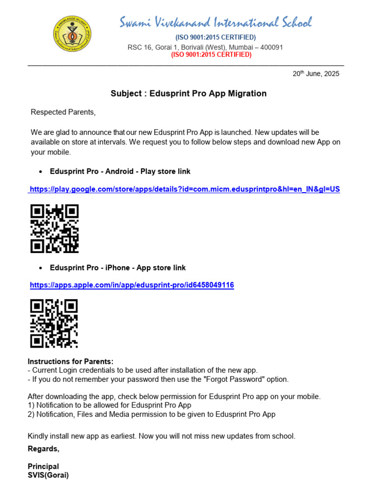 Edusprint Pro App Launch for Parents | PDF
