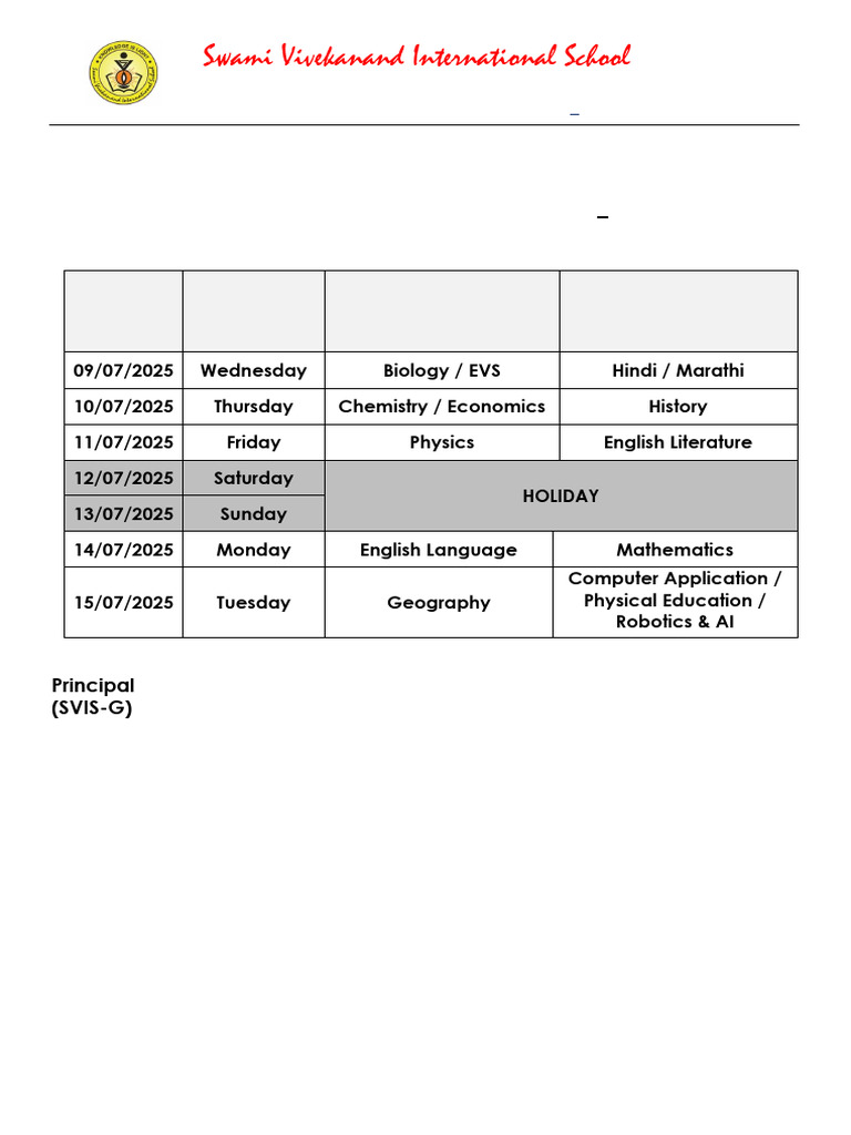 Grade IX Datesheet UT-I 2025-26 | PDF