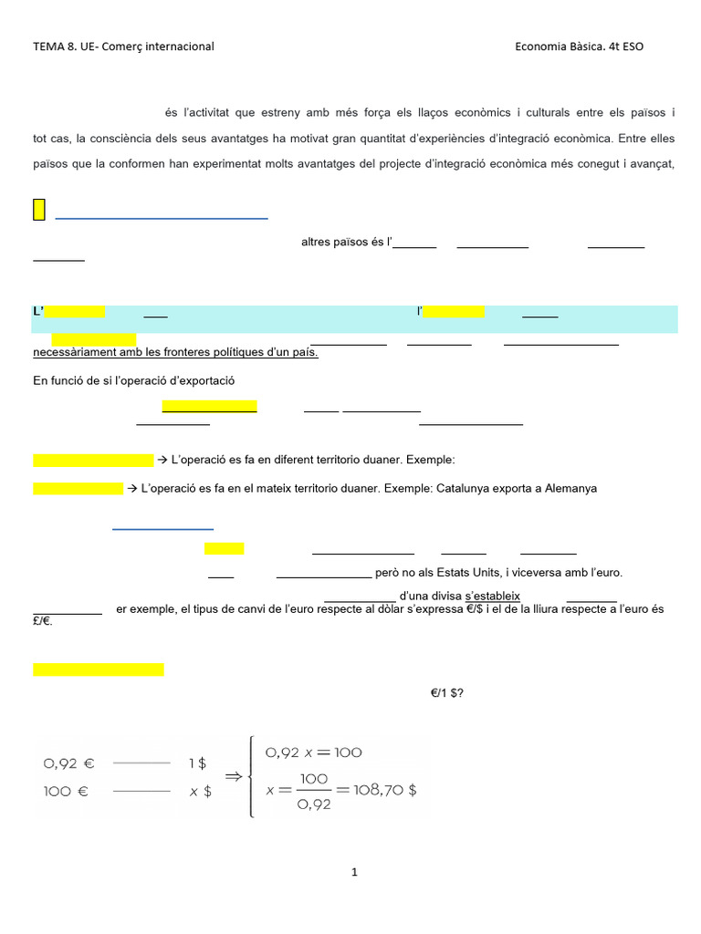 Conceptes Avaluables UD 8 - Comerç Internacional | PDF