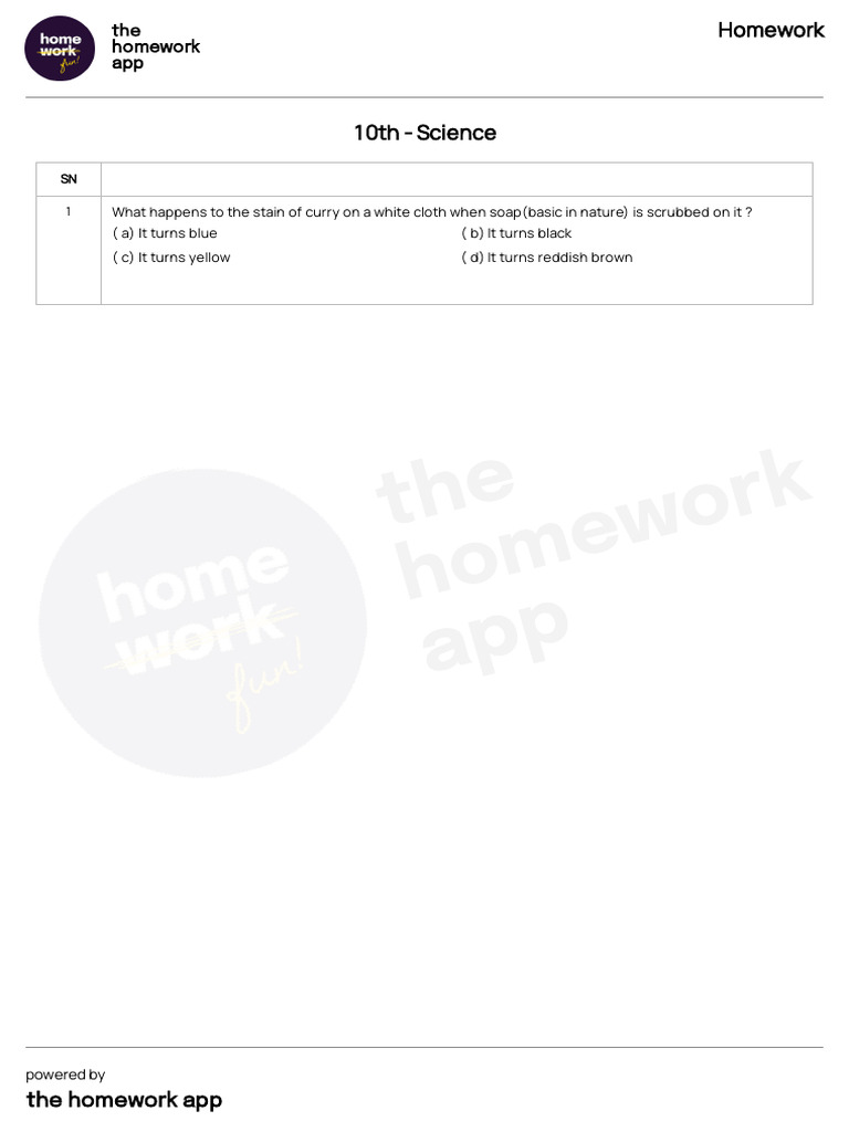 Questions - Homework - 10th - Science - 2025-07-06T08 - 29 | PDF