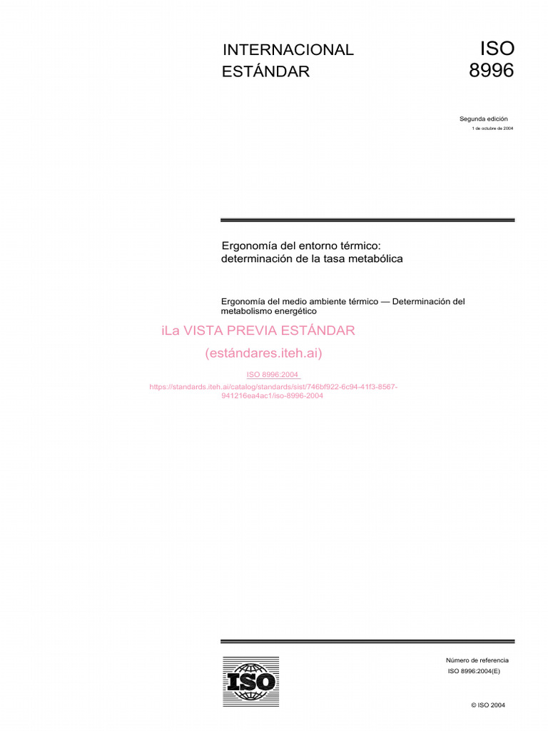 ISO 8996: Determinación del Metabolismo | PDF | Ritmo cardiaco ...
