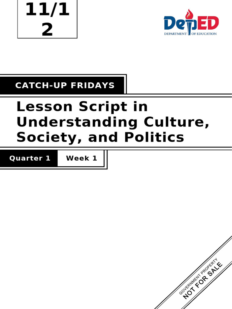 Lesson Script: Culture, Society, Politics | PDF | Sociology | Health Care