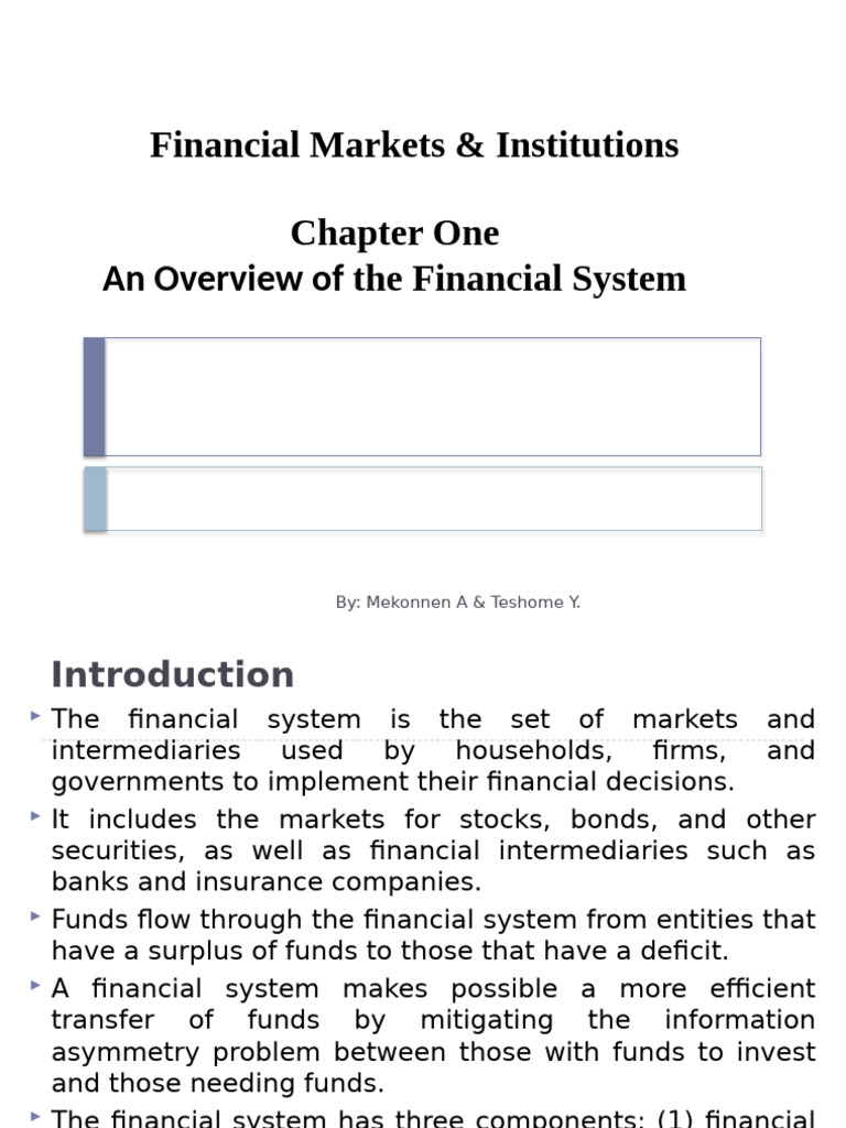 Overview of Financial Markets & Institutions | PDF | Financial Markets ...