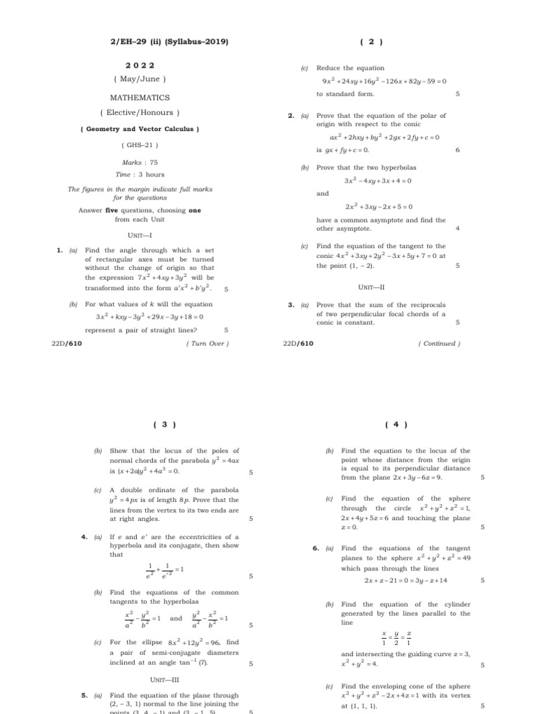 GHS-21 Mathematics Syllabus 2019 | PDF | Perpendicular | Analytic Geometry