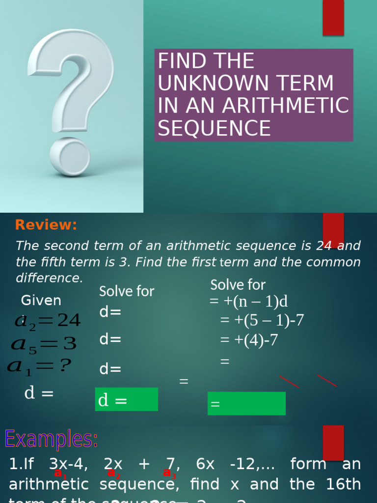 Unknown Term in Arithmetic Sequence | PDF