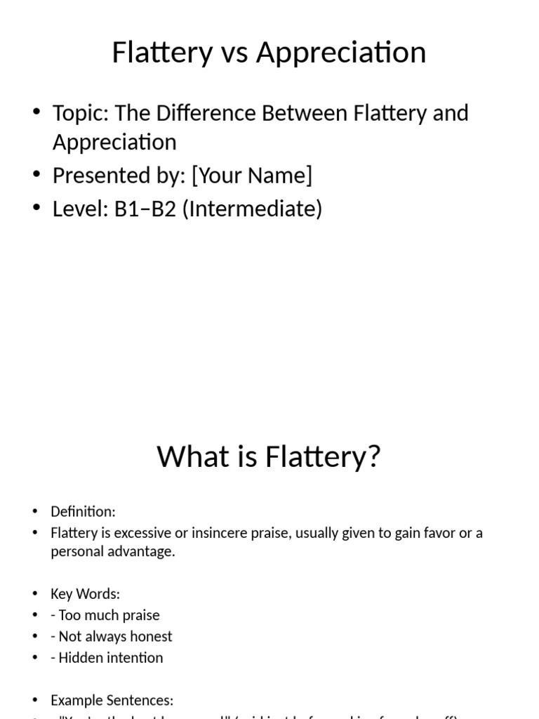 Flattery vs Appreciation Explained | PDF