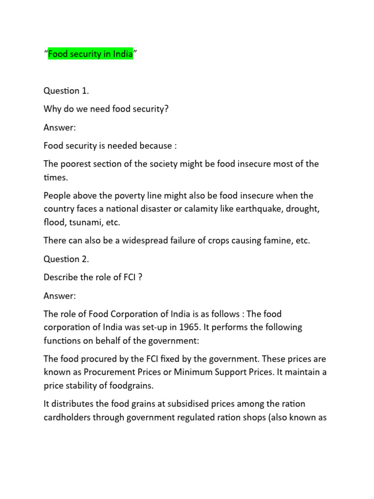 Food Security Challenges in India | PDF | Food Security | Hunger
