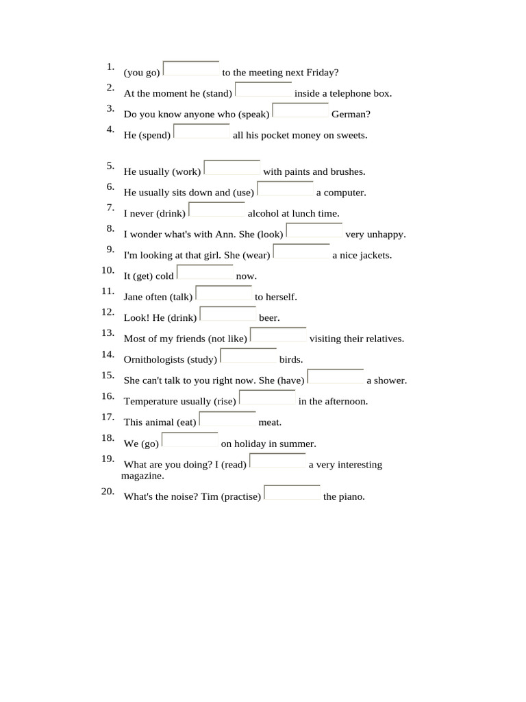 English Verb Tense Practice Exercises | PDF