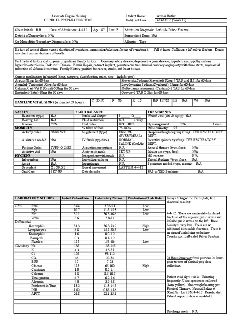 Clinical Prep Tool Week 12 | Medicine | Clinical Medicine
