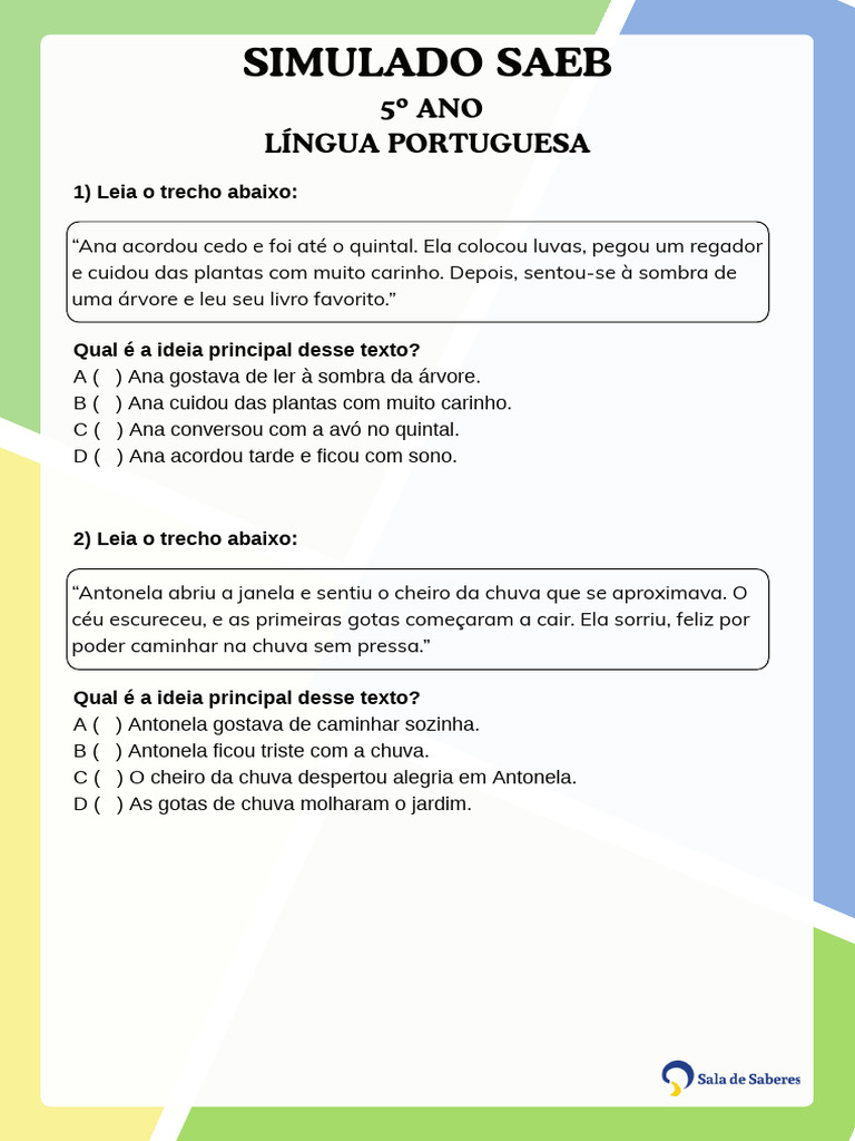 Saeb Lingua Portuguesa 5 Ano | PDF | Amizade | Escrita, image size:768x1024