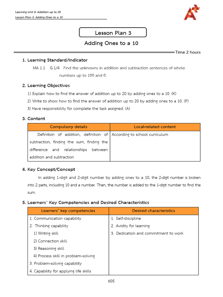 Addition Strategies: Adding Ones to 10 | PDF | Learning | Lesson Plan