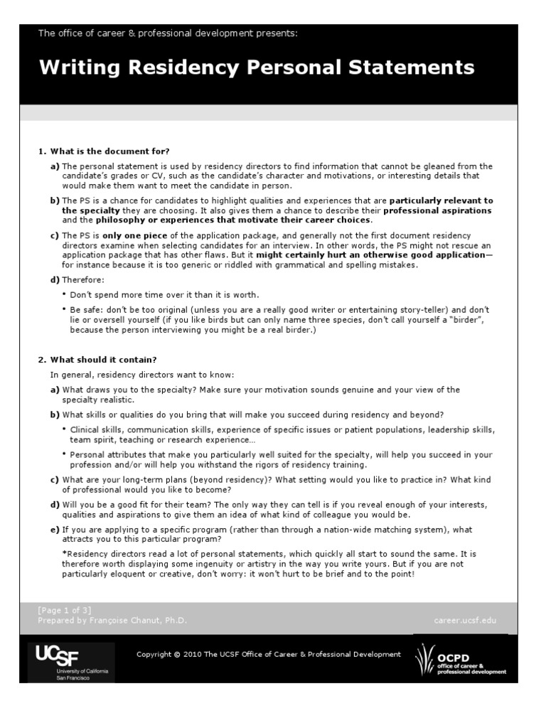 ERAS Personal Statement UCSF Residency (Medicine) Paragraph