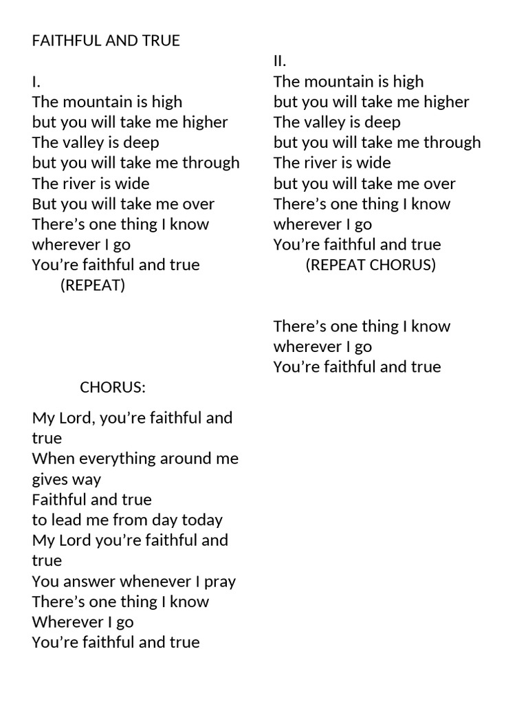 Faithful and True Lyrics | PDF