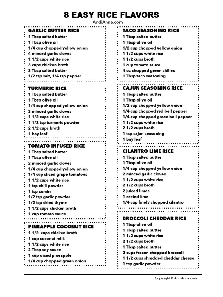 Rice Flavors | PDF | Garlic | Tomato Sauce
