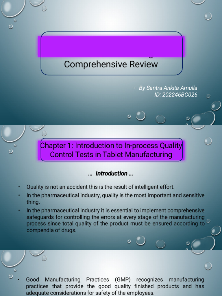 In-Process Quality Control in Tablet Manufacturing | PDF | Tablet ...